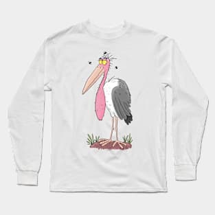 Funny marabou stork cartoon Long Sleeve T-Shirt